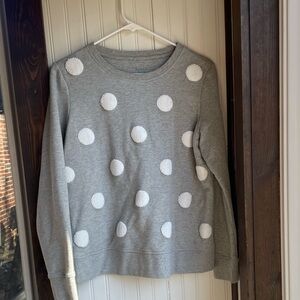 Boden Gray and White Polka Dot Sweatshirt